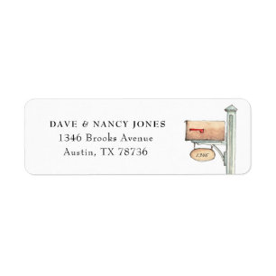 Watercolor mailbox return address  label