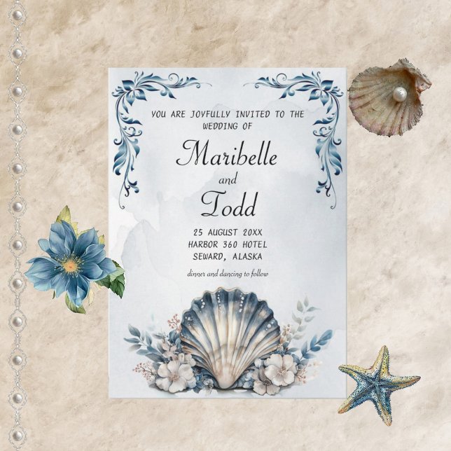 Watercolor Majestic Mia Beach Wedding Invitation (Creator Uploaded)