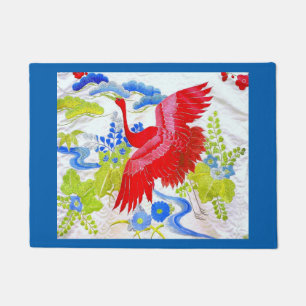 Watercolor Majestic Swan in Clouds Wings Spread Doormat