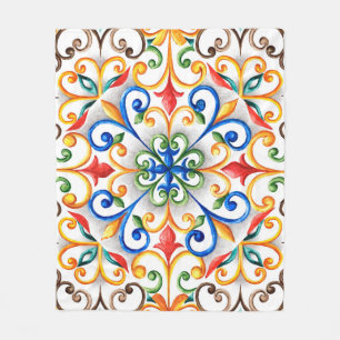 Watercolor majolica ornament fleece blanket