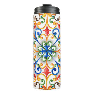 Watercolor majolica ornament thermal tumbler