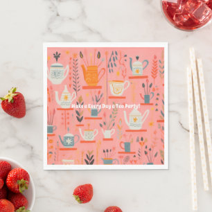 Watercolor Make Every Day a Tea Party Retro Napkin