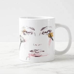 Watercolor Makeup Face Large Coffee Mug