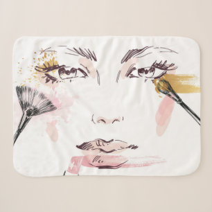 Watercolor Makeup Face Sherpa Blanket