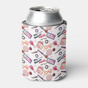 Watercolor Makeup Pattern Can Cooler