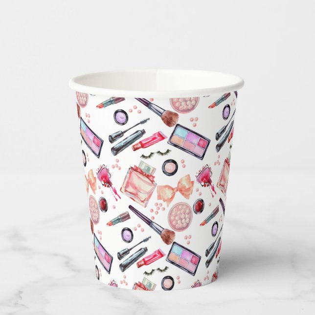 Watercolor Makeup Pattern Paper Cups (Left)