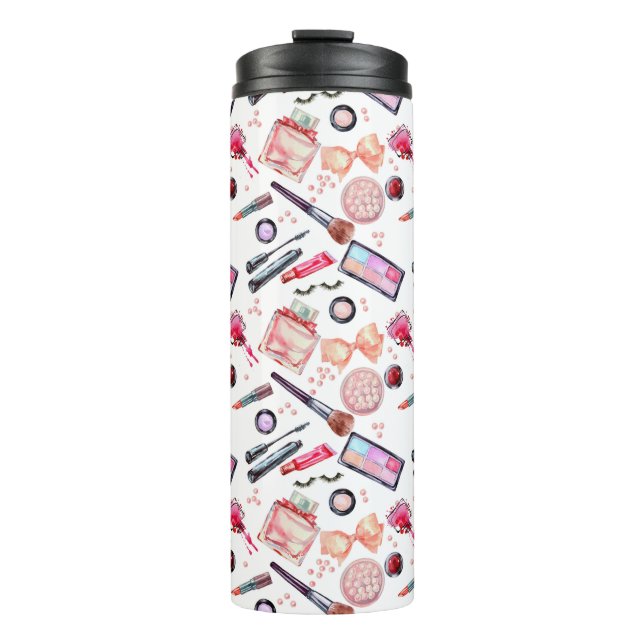 Watercolor Makeup Pattern Thermal Tumbler (Front)