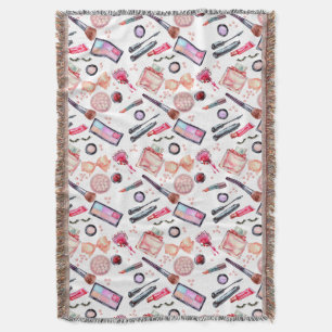 Watercolor Makeup Pattern Throw Blanket