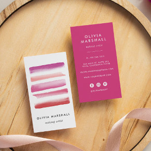 Watercolor Makeup Swatches Vertical Business Card