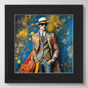 Watercolor Male Model Colourful Fashion Poster