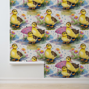 Watercolor Mallard Ducklings Wallpaper