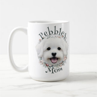 Watercolor Maltese and Floral Wreath Coffee Mug