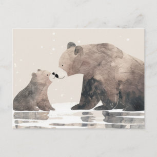 Watercolor Mama Bear& Cub Cute Mother's Day  Postcard