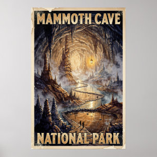 Watercolor Mammoth Cave National Park Retro Poster