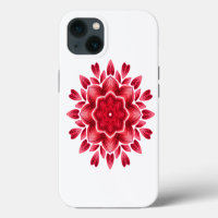 Watercolor Mandala Art - Red Rose Petals Flower Ca