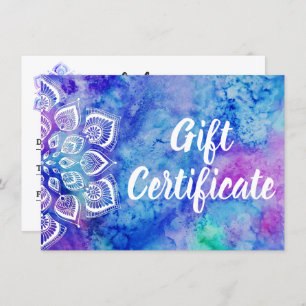 Watercolor Mandala Holistic Gift Certificate Card