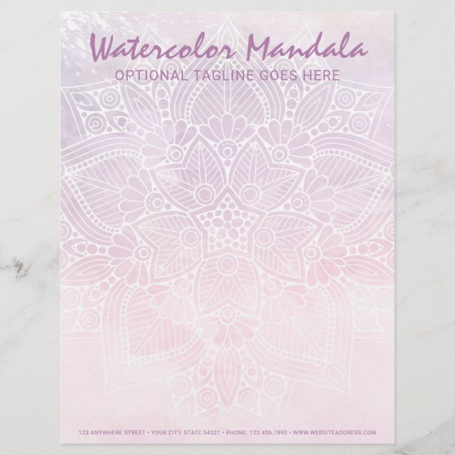 Watercolor Mandala Holistic Healing & Spiritual Customized Letterhead (Front)