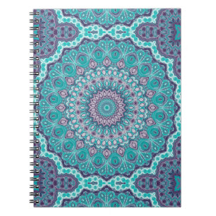 Watercolor Mandala in Teal and Purple Notebook