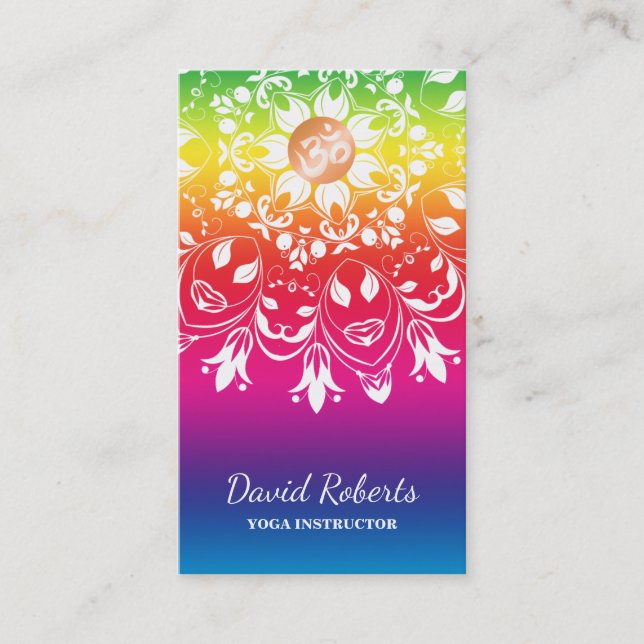WATERCOLOR MANDALA LOGO CUSTOMIZED YOGA INSTRUCTOR BUSINESS CARD (Front)