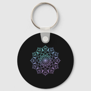 Watercolor Mandala Sacred Fractal Geometry Art _1 Key Ring