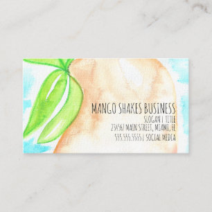 Watercolor Mango Hand Painted Smoothie Shakes Business Card