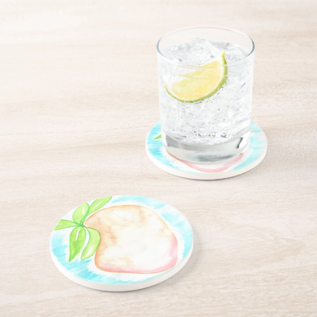 Watercolor Mango Hand Painted Tropical Kitchen     Coaster (Side)