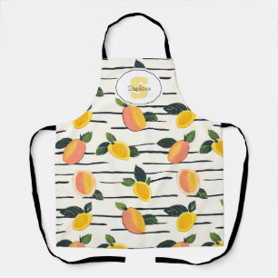 Watercolor Mango Pattern with Green Leaves (2) Apron