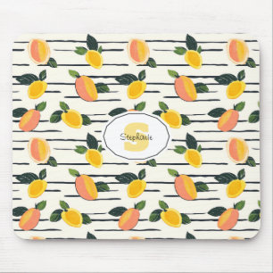 Watercolor Mango Pattern with Green Leaves (2) Mouse Pad