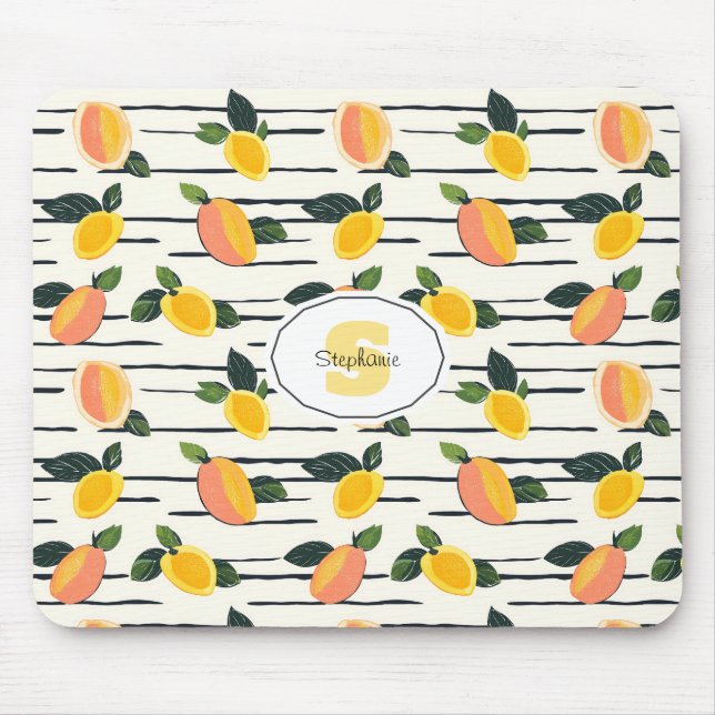 Watercolor Mango Pattern with Green Leaves (2) Mouse Pad (Front)