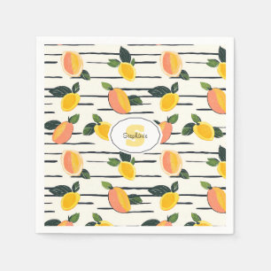 Watercolor Mango Pattern with Green Leaves (2) Napkin