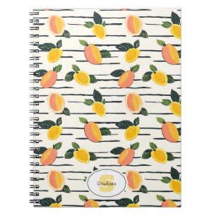 Watercolor Mango Pattern with Green Leaves (2) Notebook