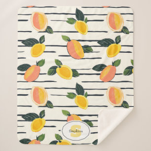 Watercolor Mango Pattern with Green Leaves (2) Sherpa Blanket
