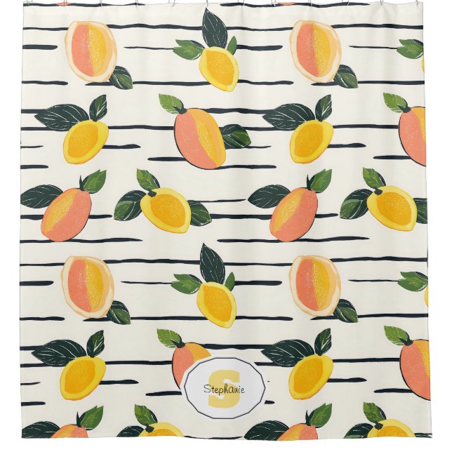 Watercolor Mango Pattern with Green Leaves (2) Shower Curtain (Front)