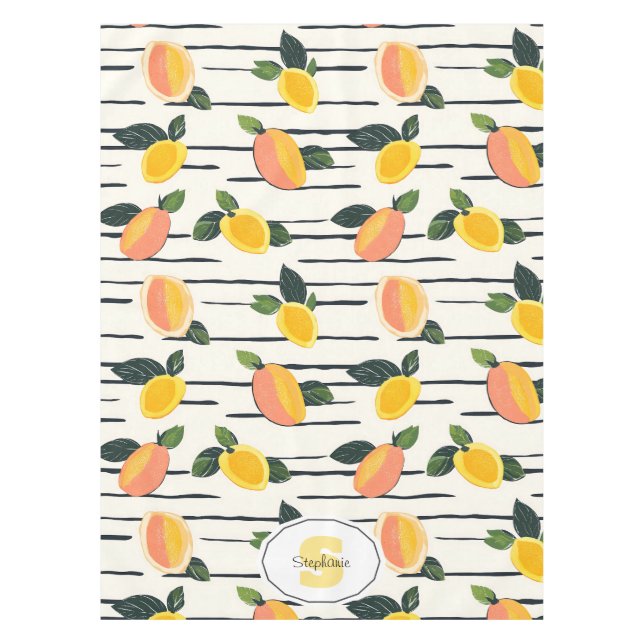 Watercolor Mango Pattern with Green Leaves (2) Tablecloth (Front)