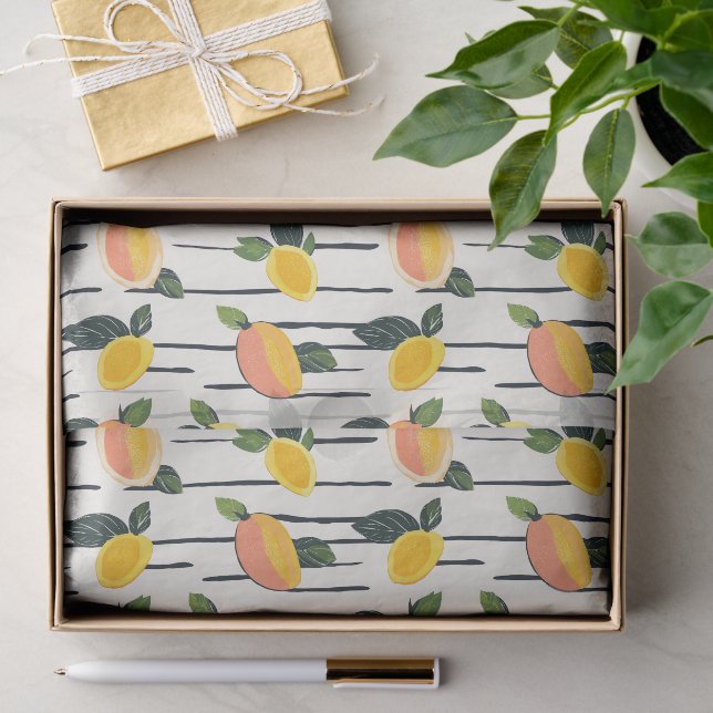 Watercolor Mango Pattern with Green Leaves (2) Tissue Paper (Gift)