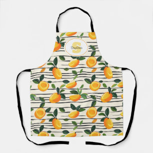 Watercolor Mango Pattern with Green Leaves Apron