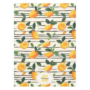 Watercolor Mango Pattern with Green Leaves Tablecloth