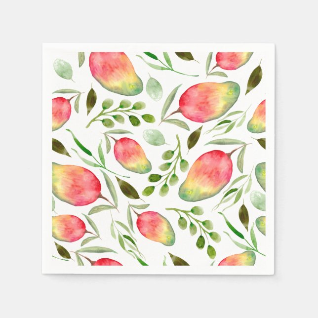 Watercolor Mangoes | Pattern | Fruit Napkin (Front)