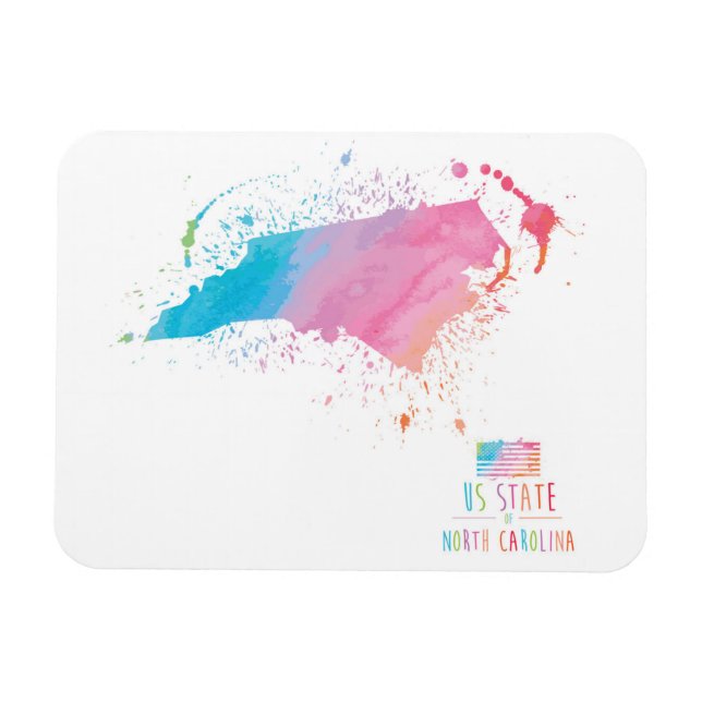 Watercolor Map | North Carolina Magnet (Horizontal)