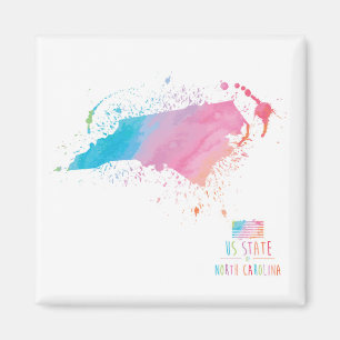 Watercolor Map   North Carolina Magnet