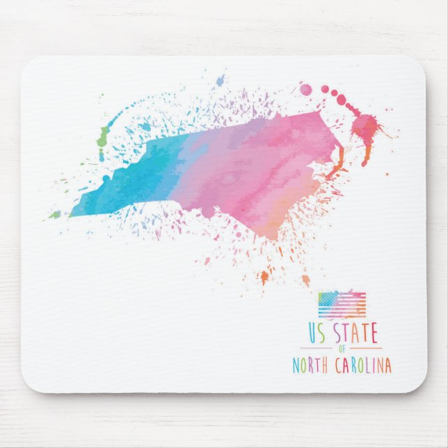 Watercolor Map | North Carolina Mouse Pad (Front)