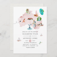 Watercolor Map of Australia Destination Wedding