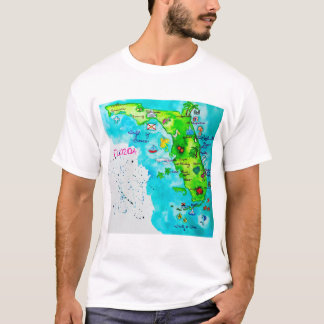 Watercolor Map of Florida T-Shirt