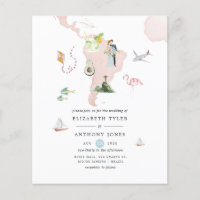 Watercolor Map of Rio Destination Wedding Invite