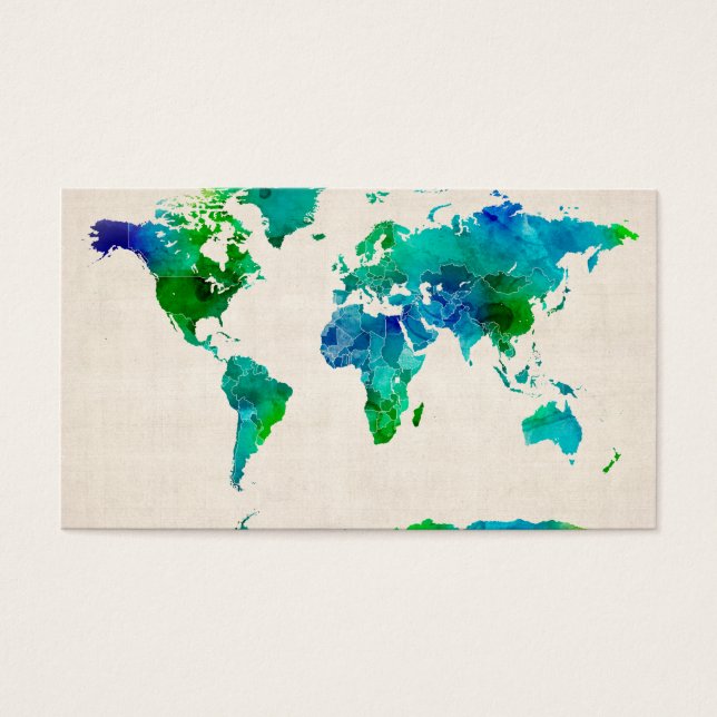 Watercolor Map of the World Map (Front)