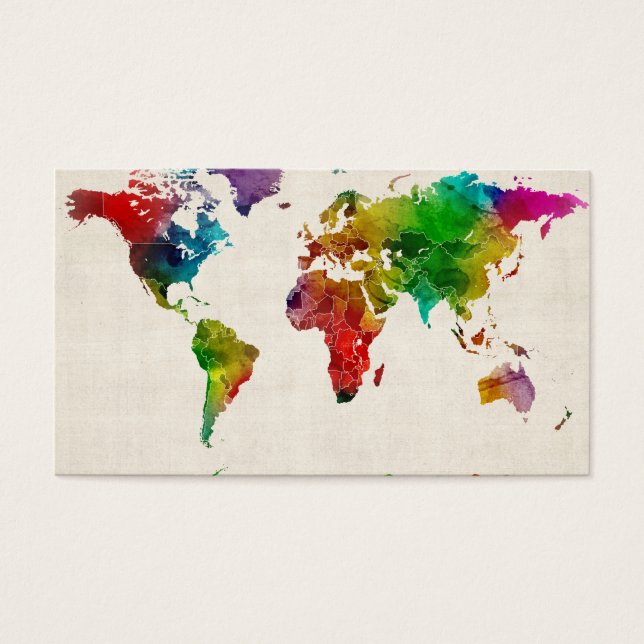 Watercolor Map of the World Map (Front)
