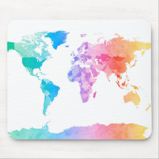 Watercolor Map of the World Map Mouse Pad