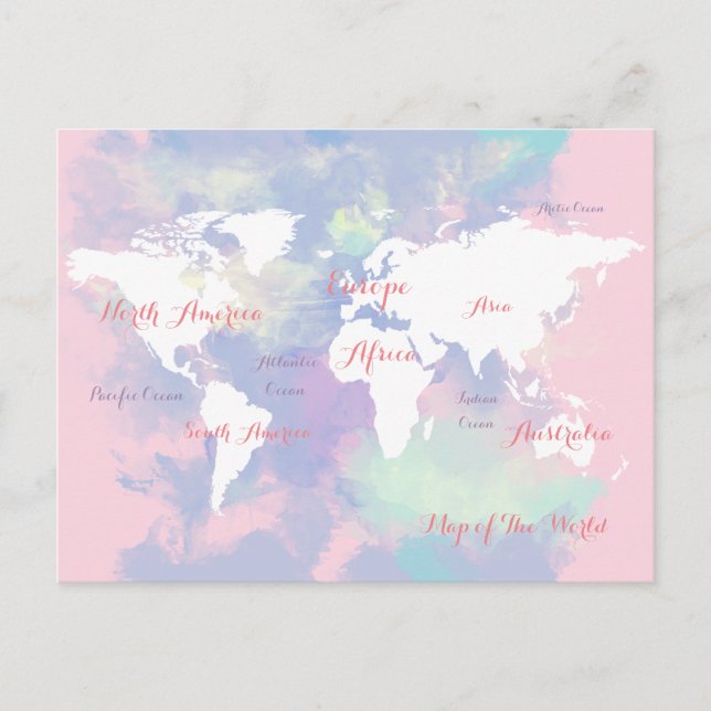 watercolor map of the world postcard (Front)