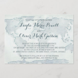 Watercolor map wedding invitation