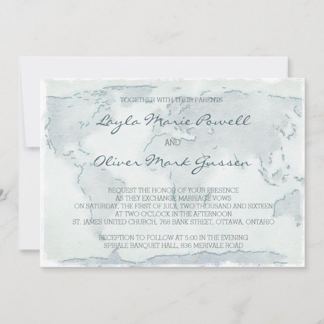 Watercolor map wedding invitation (Front)